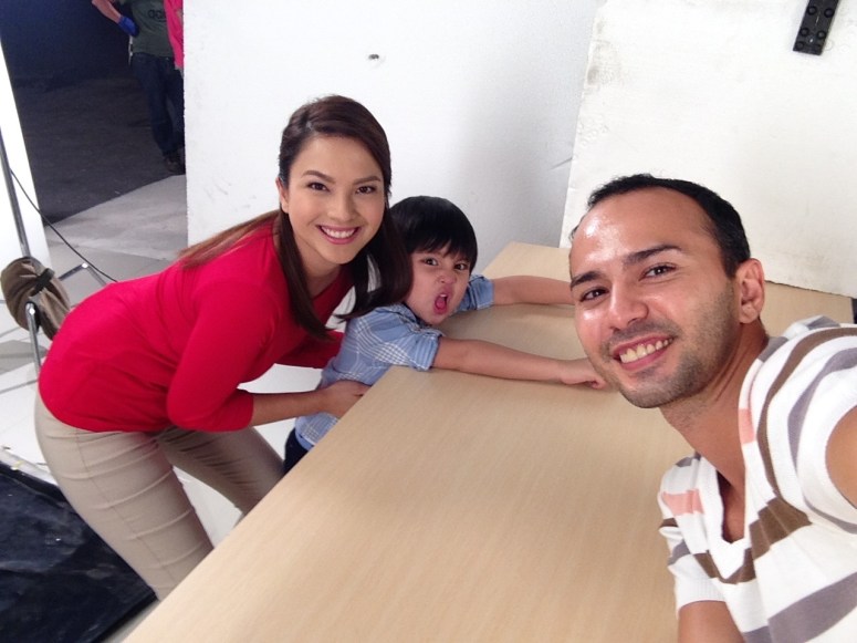 goofing around on set